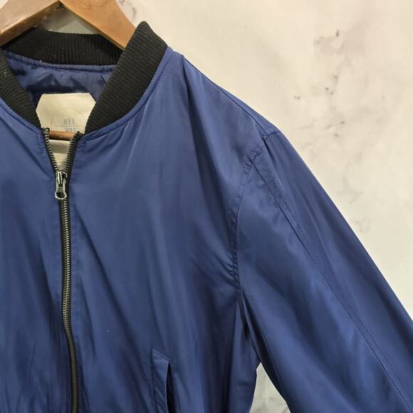 Anthropologie Jacket Women Small Blue Black Bomber Satin Hei Hei Crop Juneworthy - Picture 10 of 10